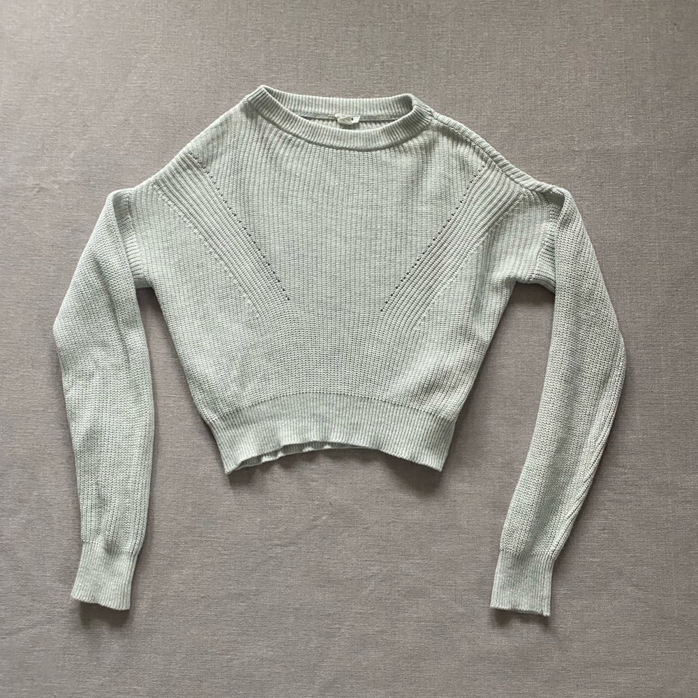 Garage light grey casual cozy basic textured knit sweater XS